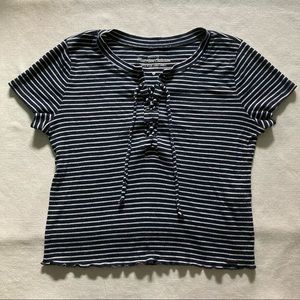 Hollister Blue/White Striped Crop Top